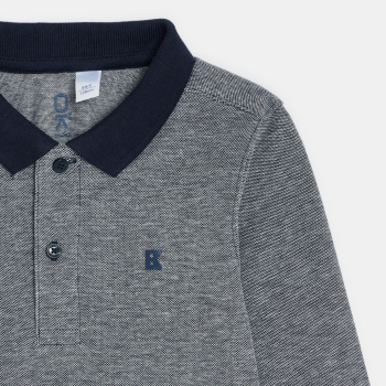 قميص بولو أزرق اللون بأكمام...